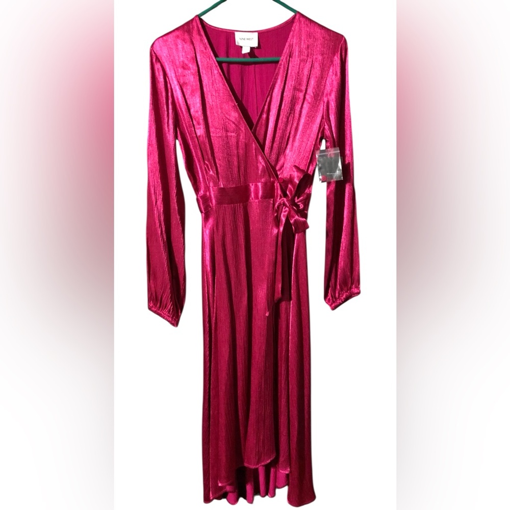 Elegant Pink Satin  NINE WEST NWT! Wrap Dress